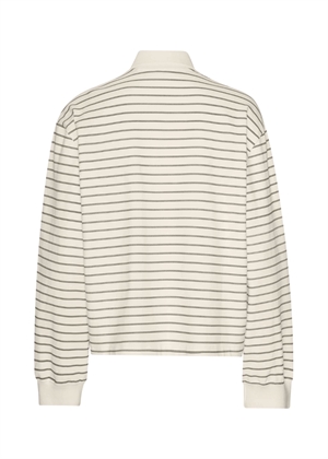 Pique longsleeve polo bluse Egret Comb. ROTATE SUNDAY